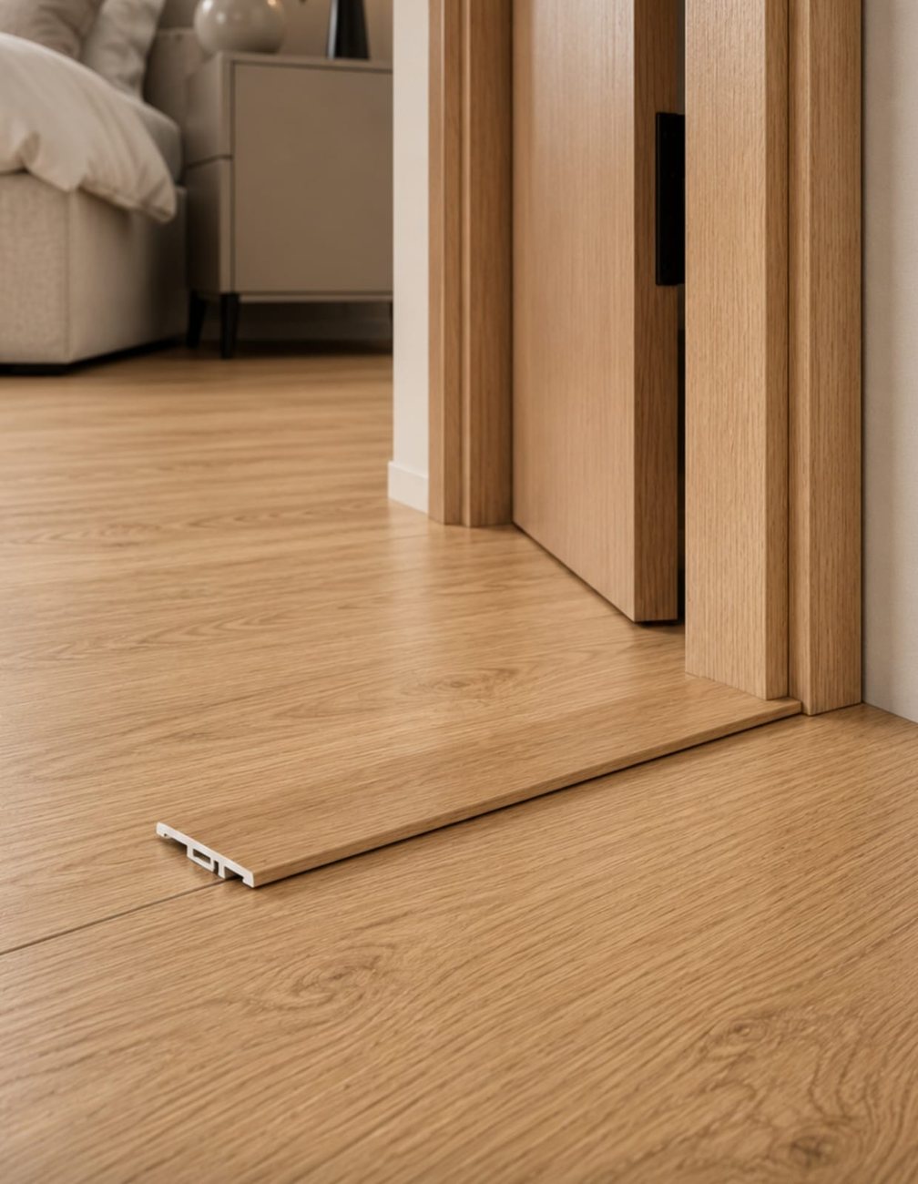 Cubrejunta entre piso de madera y porcelanato