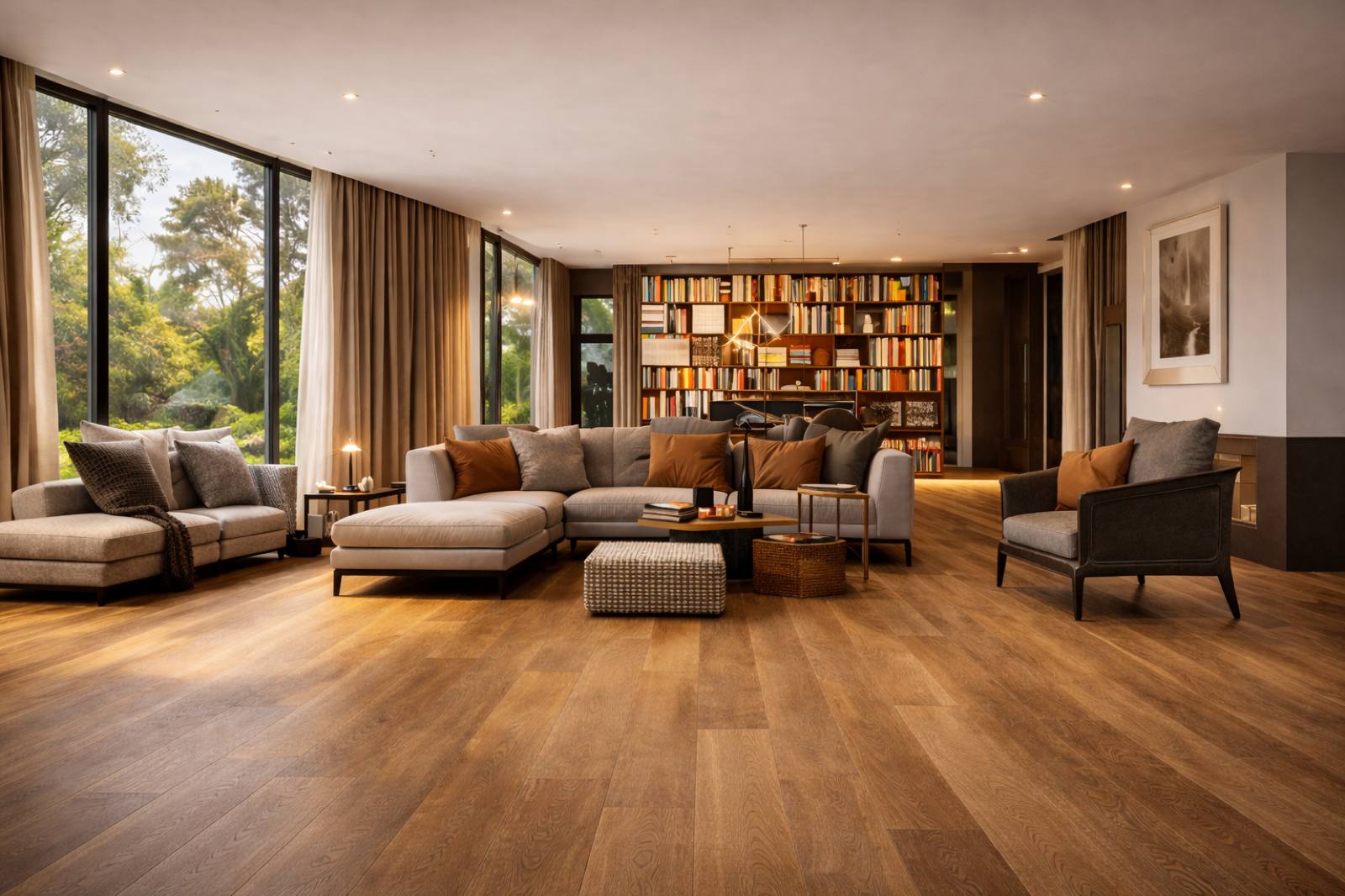 Living amplio con piso SPC Anthology Flooring